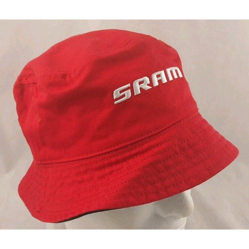 SRAM Bikes/Cycling Reversible Bucket Hat-Red/White Name and Black/Black Logo